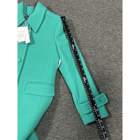 New J. Crew Italian Double Cloth Coat Womens 0 Kelly Green Wool Salon Italy - Picture 13 of 15